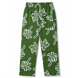 Pine Kids Cotton Knit Half Sleeves Co-Ords T-Shirt & Pyjama Night Suit with Palm Tree Print - Green