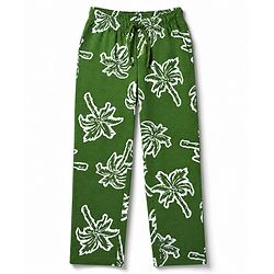 Pine Kids Cotton Knit Half Sleeves Co-Ords T-Shirt & Pyjama Night Suit with Palm Tree Print - Green