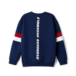 Pine Kids Marvel 100% Cotton Terry Knit Sweatshirt with Full Sleeves, Drop Shoulder Sleeves and Avengers Print in Navy Blue for 4-5 Years