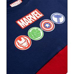 Pine Kids Marvel 100% Cotton Terry Knit Sweatshirt with Full Sleeves, Drop Shoulder Sleeves and Avengers Print in Navy Blue for 4-5 Years