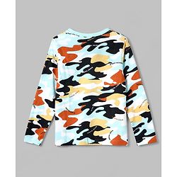 Pine Kids Cotton Knit Full Sleeves Co-Ords T-Shirt & Pyjama Night Suit with Abstract Print - White