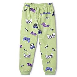 Pine Kids Cotton Knit Full Sleeves Co-Ords T-Shirt & Pyjama Night Suit with Gaming Print - Light Green