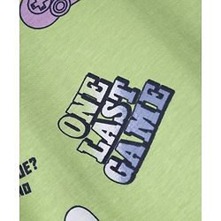 Pine Kids Cotton Knit Full Sleeves Co-Ords T-Shirt & Pyjama Night Suit with Gaming Print - Light Green
