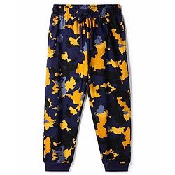 Pine Kids Cotton Knit Full Sleeves T-Shirt & Pyjama Night Suit with Army Fighter Print - Yellow