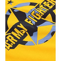 Pine Kids Cotton Knit Full Sleeves T-Shirt & Pyjama Night Suit with Army Fighter Print - Yellow