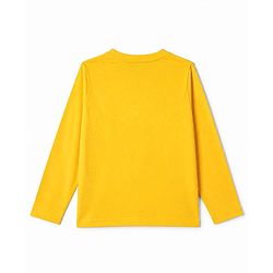 Pine Kids Cotton Knit Full Sleeves T-Shirt & Pyjama Night Suit with Army Fighter Print - Yellow