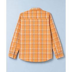 Pine Kids Cotton Woven Checks Twofer Shirt with Full Sleeves - Yellow