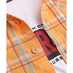 Pine Kids Cotton Woven Checks Twofer Shirt with Full Sleeves - Yellow