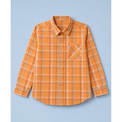Pine Kids Cotton Woven Checks Twofer Shirt with Full Sleeves - Yellow