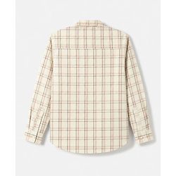 Pine Kids Cotton Woven Checks Shirt and T-Shirt with Full Sleeves and Boston Print - Cream