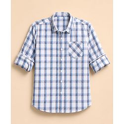 Pine Kids Cotton Woven Full Sleeves Checks Shirt - White