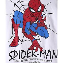 Pine Kids Marvel 100% Cotton Knit Sweatshirt with Full Sleeves and Spider-Man Print in White