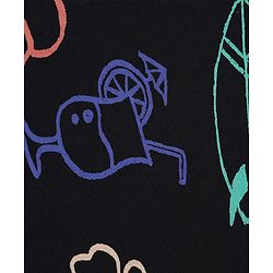 Pine Kids Cotton Knit Half Sleeves Co-Ords T-Shirt & Pyjama Night Suit with Floral Tropical & Beach Theme Print - Black