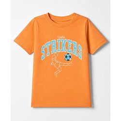 Pine Kids Cotton Knit Half Sleeves T-Shirt & Pyjama Night Suit with Thunder Striker Print - Orange