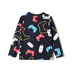 Pine Kids 100% Cotton Single Jersey Knit Full Sleeves Co-Ords T-Shirt & Pyjama Night Suit with Bio Wash & Gaming Print - Black