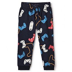 Pine Kids 100% Cotton Single Jersey Knit Full Sleeves Co-Ords T-Shirt & Pyjama Night Suit with Bio Wash & Gaming Print - Black