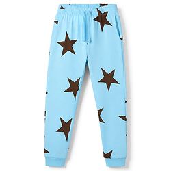 Pine Kids Cotton Knit Full Sleeves Co-Ords T-Shirt & Pyjama Night Suit with Star Print - Sky Blue