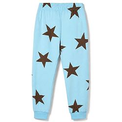Pine Kids Cotton Knit Full Sleeves Co-Ords T-Shirt & Pyjama Night Suit with Star Print - Sky Blue