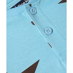 Pine Kids Cotton Knit Full Sleeves Co-Ords T-Shirt & Pyjama Night Suit with Star Print - Sky Blue