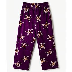 Pine Kids 100% Cotton Knit Full Sleeves Shirt & Pyjama Co-Ords Set With Floral Print - Purple