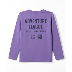 Pine Kids Cotton Knit Full Sleeves T-Shirt & Striped Pyjama Night Suit - Purple