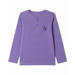 Pine Kids Cotton Knit Full Sleeves T-Shirt & Striped Pyjama Night Suit - Purple