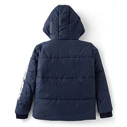 Pine Kids Marvel Woven Full Sleeves Padded Hooded Winter Jacket with Spiderman Badge - Navy Blue