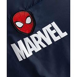 Pine Kids Marvel Woven Full Sleeves Padded Hooded Winter Jacket with Spiderman Badge - Navy Blue
