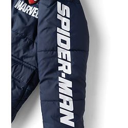 Pine Kids Marvel Woven Full Sleeves Padded Hooded Winter Jacket with Spiderman Badge - Navy Blue