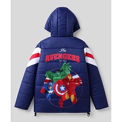 Pine Kids Marvel Woven Padded Winter Jacket with Full Sleeves and Avengers Superheroes Graphic - Blue
