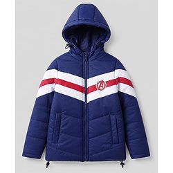 Pine Kids Marvel Woven Padded Winter Jacket with Full Sleeves and Avengers Superheroes Graphic - Blue