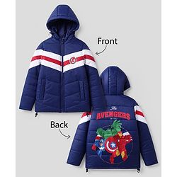 Pine Kids Marvel Woven Padded Winter Jacket with Full Sleeves and Avengers Superheroes Graphic - Blue
