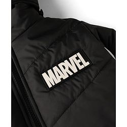 Pine Kids Lucas Woven Hooded Padded Jacket with Full Sleeves and Marvel Badge - White