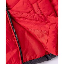 Pine Kids Marvel Woven Hooded Padded Winter Jacket with Full Sleeves and Text Print - Red