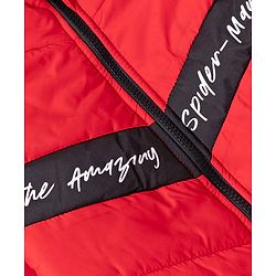 Pine Kids Marvel Woven Hooded Padded Winter Jacket with Full Sleeves and Text Print - Red
