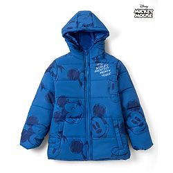 Pine Kids Disney Woven Winter Jacket with Full Sleeves and Mickey Mouse Print in Blue for 5-6 Years