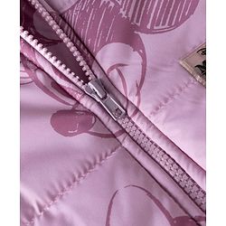 Pine Kids Disney Woven Full Sleeves Padded Hooded Winter Jacket With Minnie Mouse Graphic & Badge - Pink