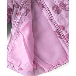 Pine Kids Disney Woven Full Sleeves Padded Hooded Winter Jacket With Minnie Mouse Graphic & Badge - Pink