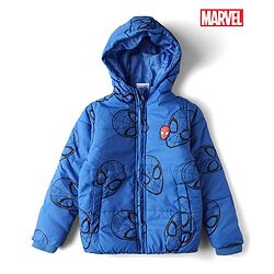Pine Kids Marvel Woven Winter Jacket with Full Sleeves and Spiderman Print in Blue for 4-5 Years