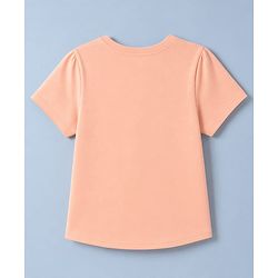 Pine Kids Cotton Knit Half sleeves T-Shirt & Pajama Night Suit With Floral Print -  White & Peach