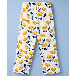 Pine Kids Cotton Knit Half Sleeves T-Shirt & Pyjama Night Suit With Floral Print - Yellow