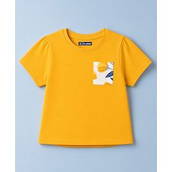 Pine Kids Cotton Knit Half Sleeves T-Shirt & Pyjama Night Suit With Floral Print - Yellow