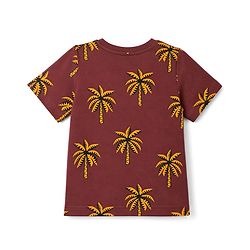 Pine Kids Cotton Knit Half Sleeves Co-Ords T-Shirt & Pyjama Night Suit with Coconut Tree Print - Brown