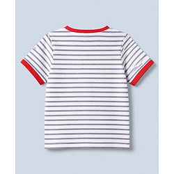 Pine Kids 100% Cotton Bio Washed Single Jersery 180 Gsm Knit T-Shirt & Pajama Night Suit with Stripes & Relax Print - White