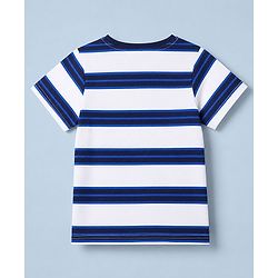 Pine Kids Cotton knit Half Sleeves Striped T-Shirt & Pyjama Night Suit - Blue