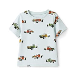 Pine Kids Cotton knit Half Sleeves Co-Ords T-Shirt & Pyjama Night Suit with Vehicle Print - Sky Blue