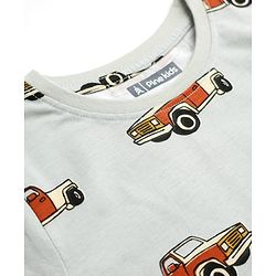 Pine Kids Cotton knit Half Sleeves Co-Ords T-Shirt & Pyjama Night Suit with Vehicle Print - Sky Blue