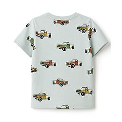 Pine Kids Cotton knit Half Sleeves Co-Ords T-Shirt & Pyjama Night Suit with Vehicle Print - Sky Blue