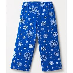 Pine Kids Cotton Knit Full Sleeves Shirt & Pajama Co-Ords Night Suit With Snowflakes  Print - Blue
