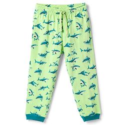 Pine Kids 100% Cotton Knit Full Sleeves T-Shirt & Pyjama Co-Ords Set With Whale Print - Limegreen